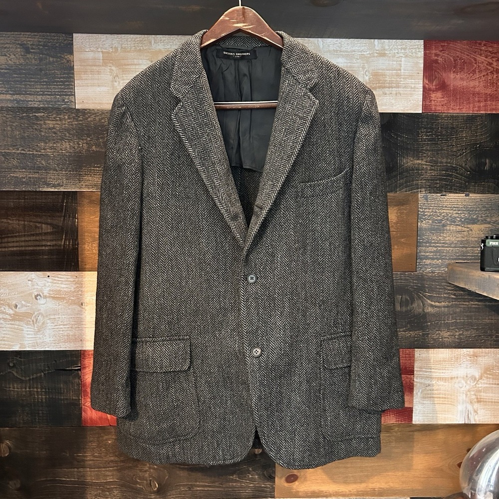 Vintage Brooks Brothers Tweed Blazer Sport Coat Jacket Union 60s 46R Gray